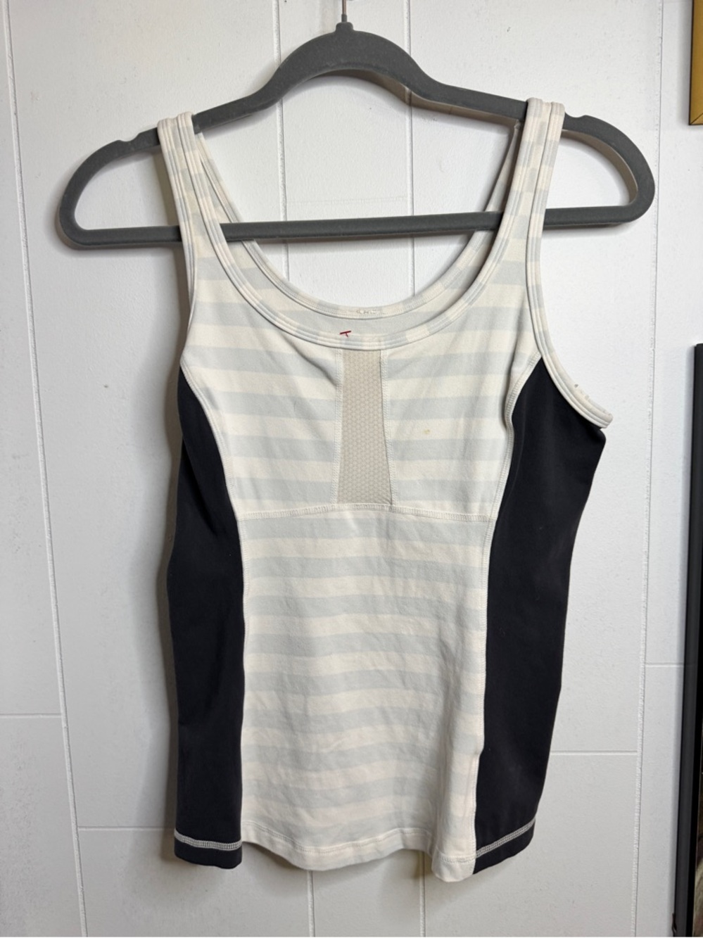 Black and white striped Lululemon Tank